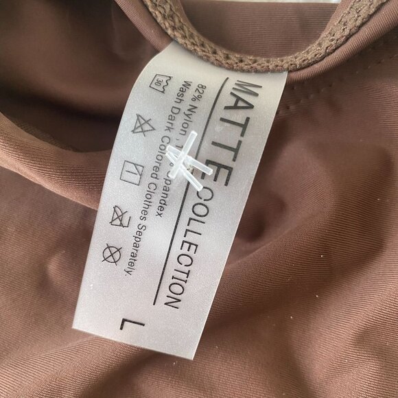 NEW MATTE Collection Monokini One Piece Swimsuit Cut-Out Brown Large - Picture 6 of 6